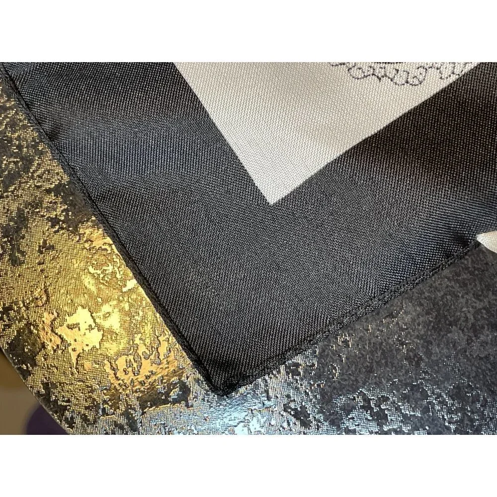 Carola’s Black White Paisley Polyester 30 x 30 Scarf